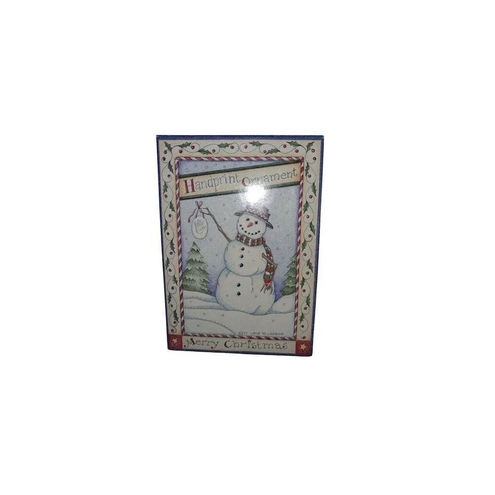 Vintage Merry Christmas Snowman baby Handprint Ornament‎ Holiday Decor NIB gift